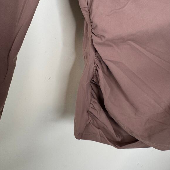 Susana Monaco Long Sleeves Crewneck Faux Wrap Tops Brown NWT Size Small - Picture 7 of 12